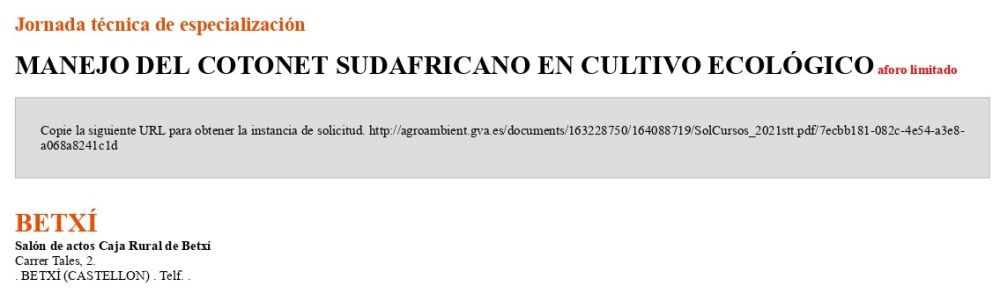 MANEJO DEL COTONET SUDAFRICANO EN CULTIVO ECOLÓGICO (10.02.2022)